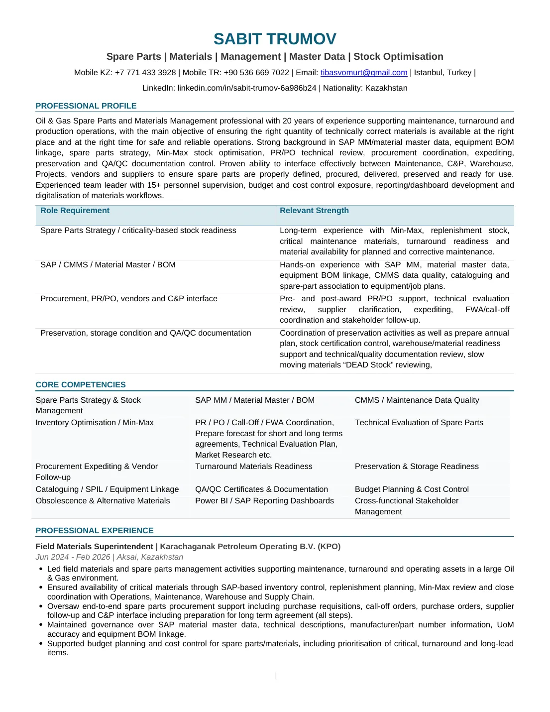 CV: Sabit Trumov, page 1